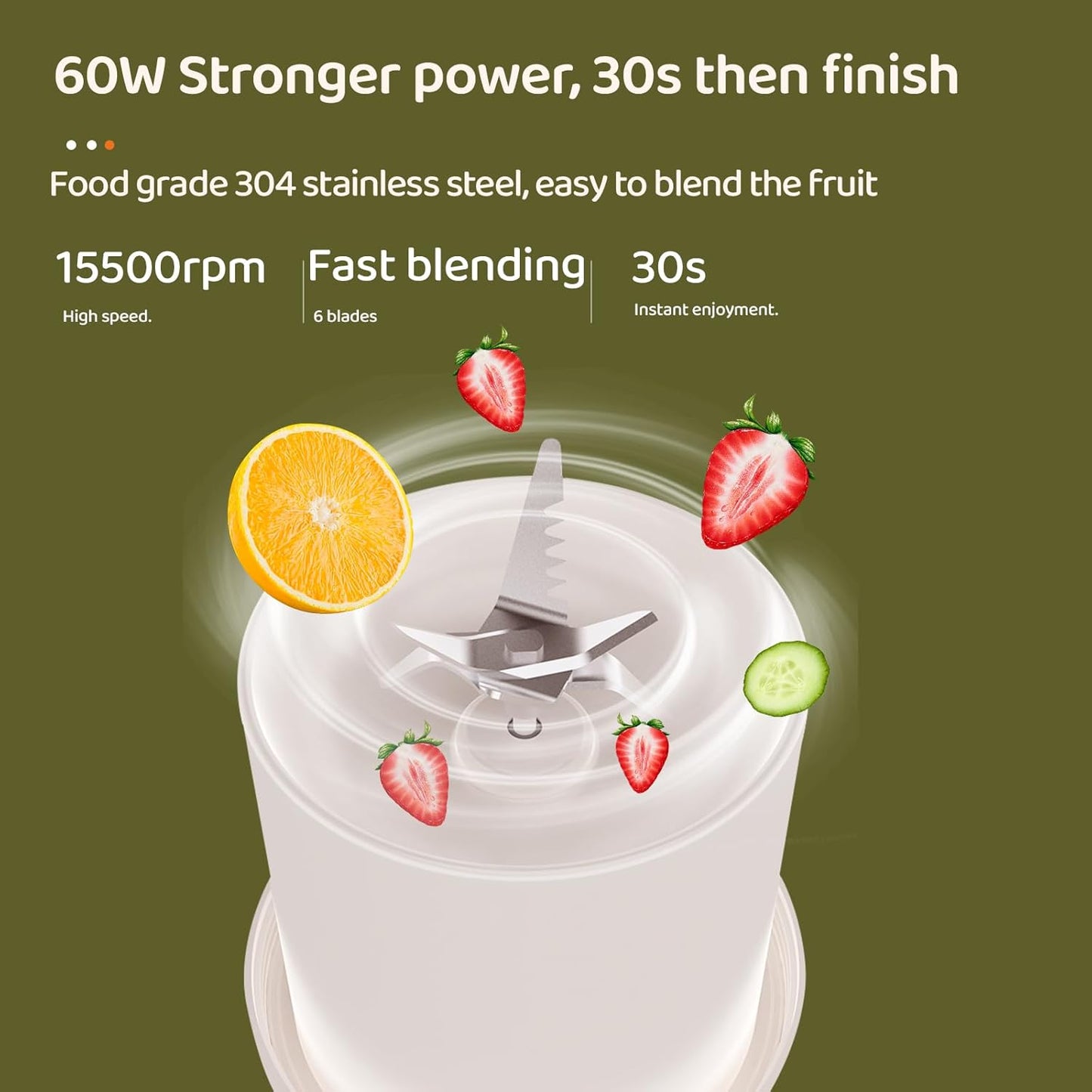 Asa Vea Portable Blender, Mini Blender for Smoothies and Shakes with 4 Blades, 11 Oz Personal Size Blender with Travel Lid and USB Rechargeable for Kitchen, Office, Gym (Pink)
