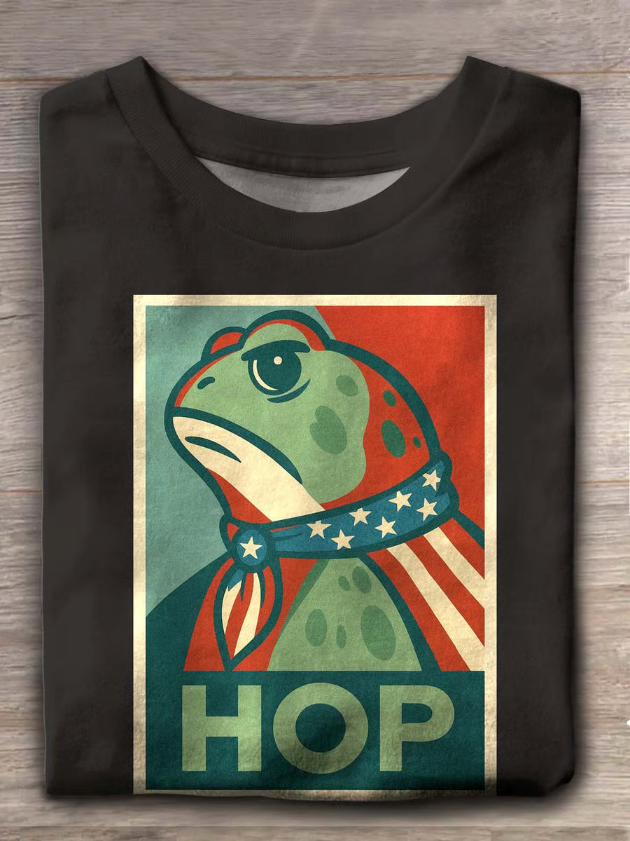 Frog Crew Neck Print T-Shirt