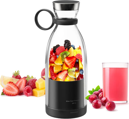 Asa Vea Portable Blender, Mini Blender for Smoothies and Shakes with 4 Blades, 11 Oz Personal Size Blender with Travel Lid and USB Rechargeable for Kitchen, Office, Gym (Pink)